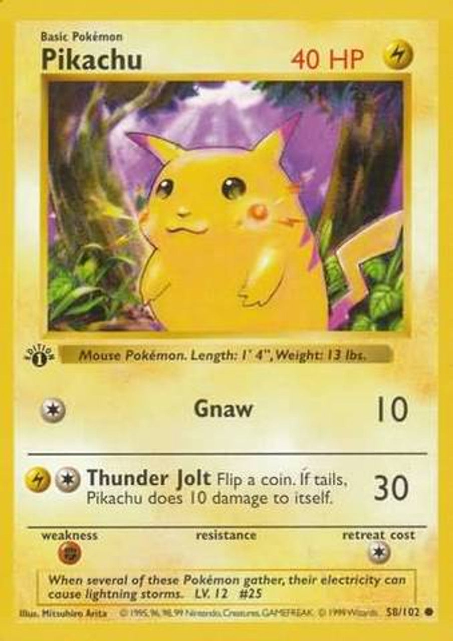 Pikachu (58/102) (Red Cheeks Misprint) [Base Set 1st Edition] | GnG Games