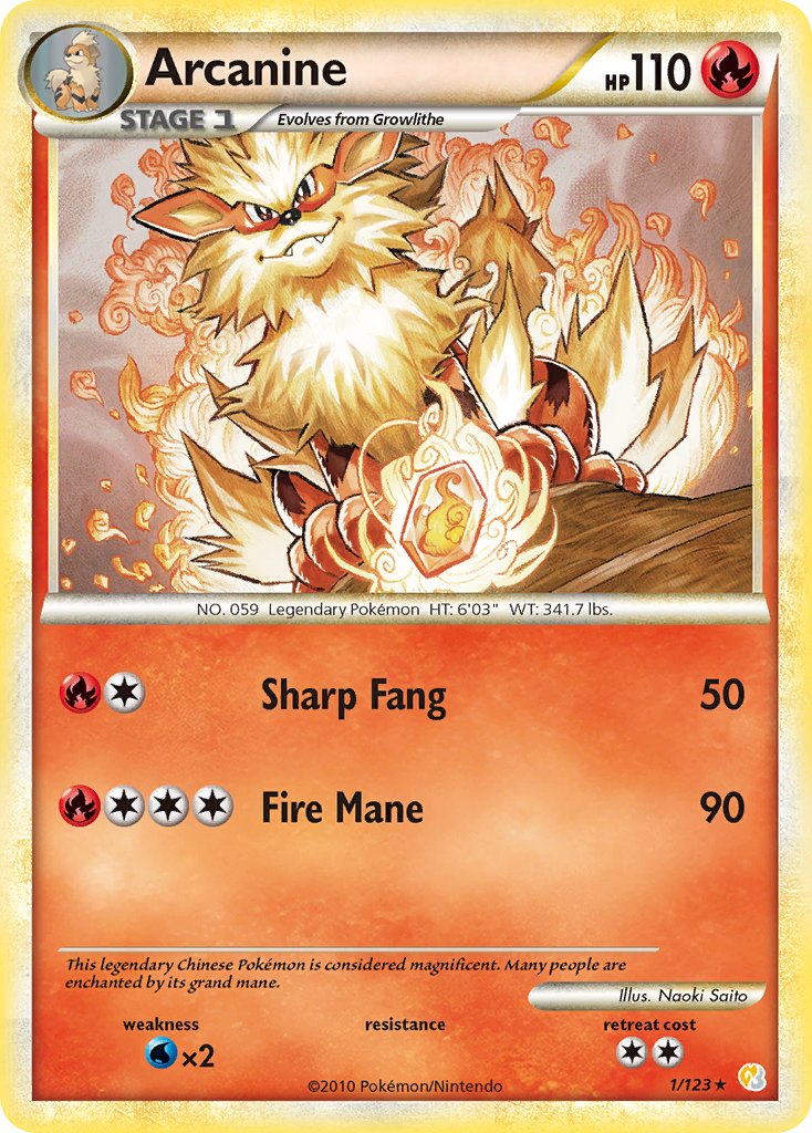 Arcanine (1/123) (Theme Deck Exclusive) [HeartGold & SoulSilver: Base Set] | GnG Games