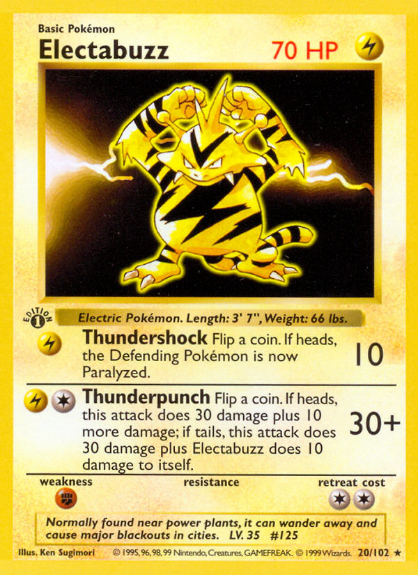 Electabuzz (20/102) (Shadowless) [Base Set 1st Edition] | GnG Games