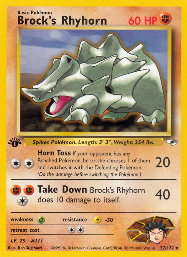 Brock's Rhyhorn (22/132) [Gym Heroes 1st Edition] | GnG Games