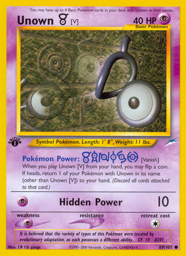 Unown [V] (89/105) [Neo Destiny 1st Edition] | GnG Games