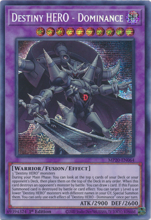 Destiny HERO - Dominance [MP20-EN064] Prismatic Secret Rare | GnG Games