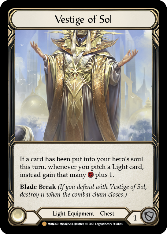 Vestige of Sol (Cold Foil) [MON060-CF] 1st Edition Cold Foil | GnG Games