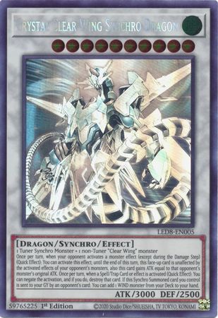 Crystal Clear Wing Synchro Dragon [LED8-EN005] Ghost Rare | GnG Games