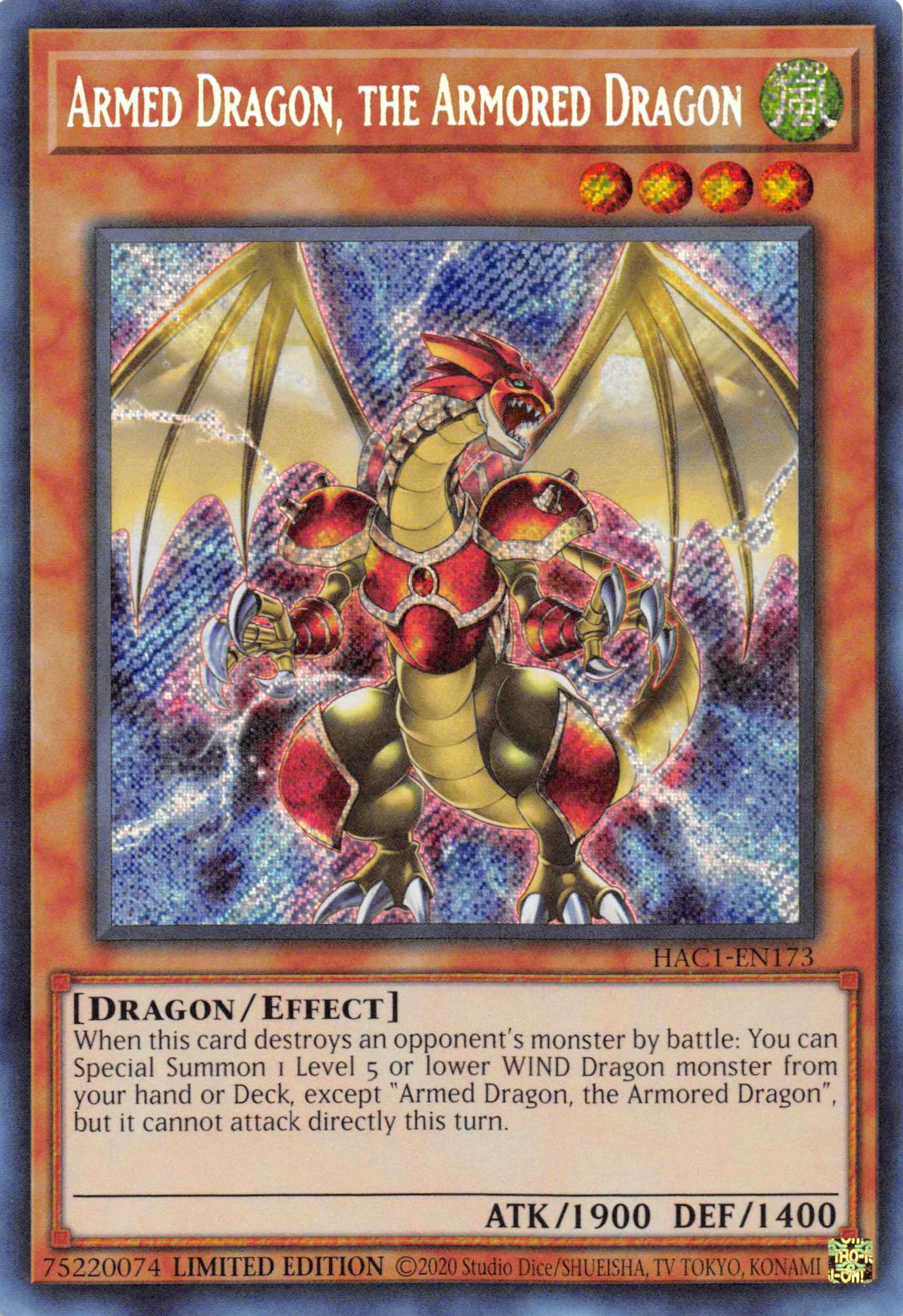 Armed Dragon, the Armored Dragon [HAC1-EN173] Secret Rare | GnG Games