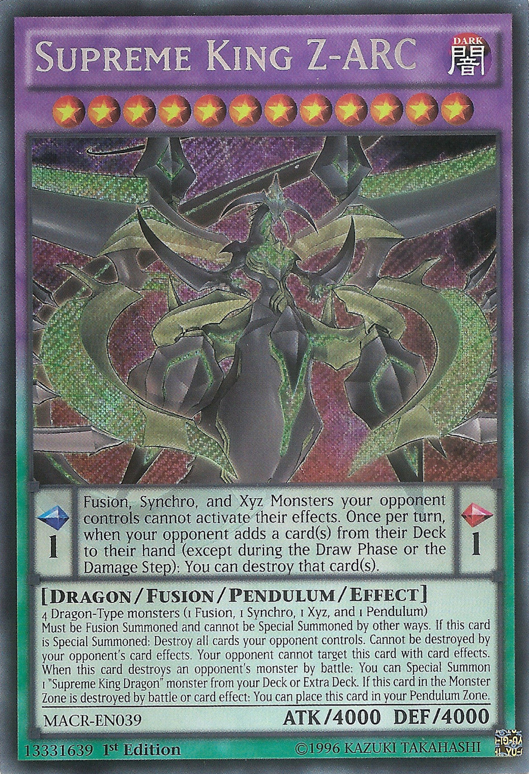 Supreme King Z-ARC [MACR-EN039] Secret Rare | GnG Games