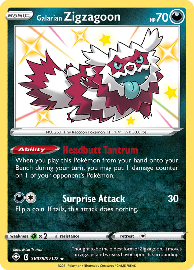 Galarian Zigzagoon (SV078/SV122) [Sword & Shield: Shining Fates] | GnG Games