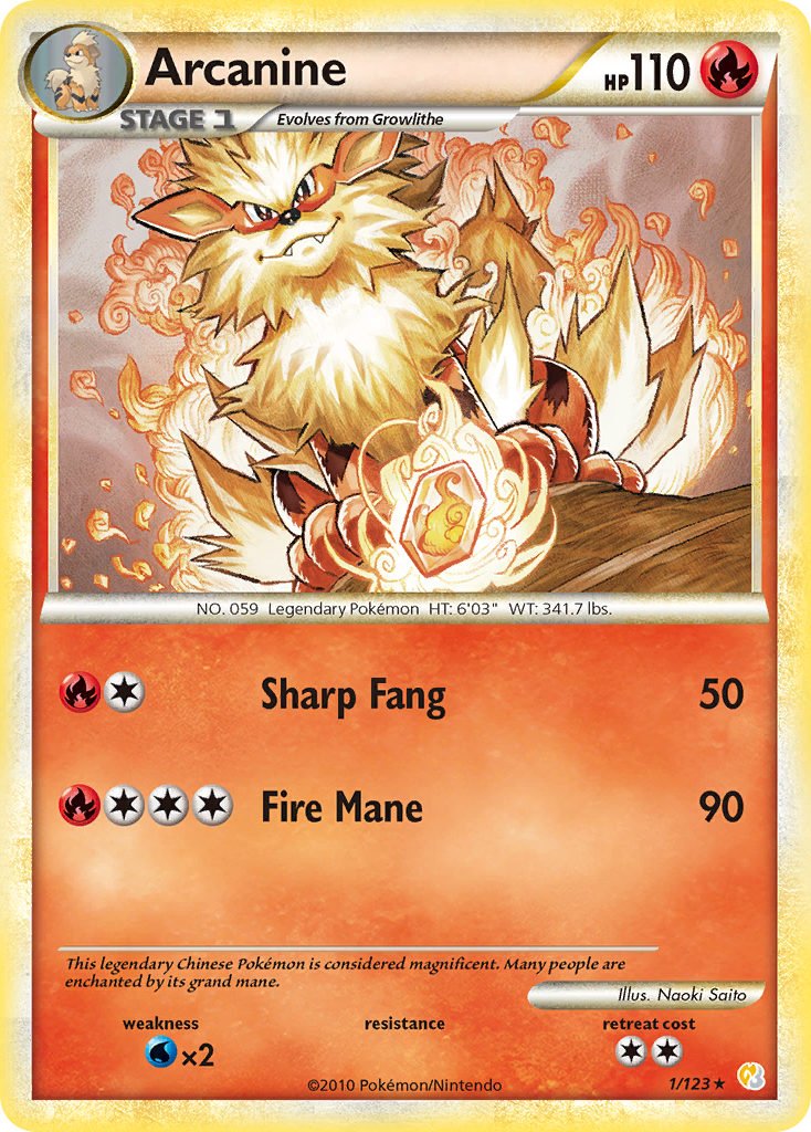Arcanine (1/123) [HeartGold & SoulSilver: Base Set] | GnG Games