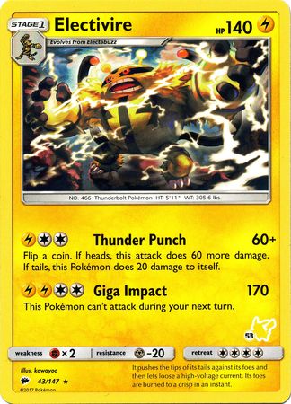 Electivire (43/147) (Pikachu Stamp #53) [Battle Academy 2020] | GnG Games