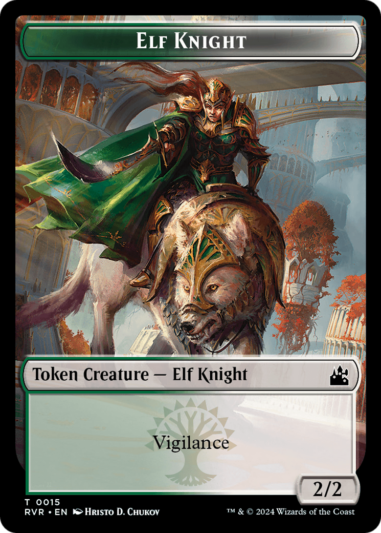 Elf Knight // Dragon Double-Sided Token [Ravnica Remastered Tokens] | GnG Games