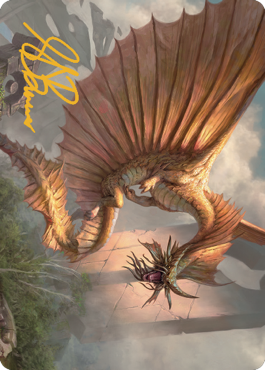 Ancient Gold Dragon Art Card (28) (Gold-Stamped Signature) [Commander Legends: Battle for Baldur's Gate Art Series] | GnG Games