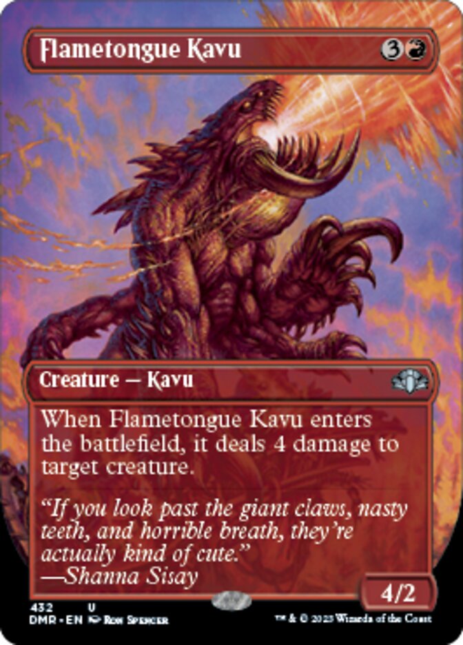 Flametongue Kavu (Borderless Alternate Art) [Dominaria Remastered] | GnG Games