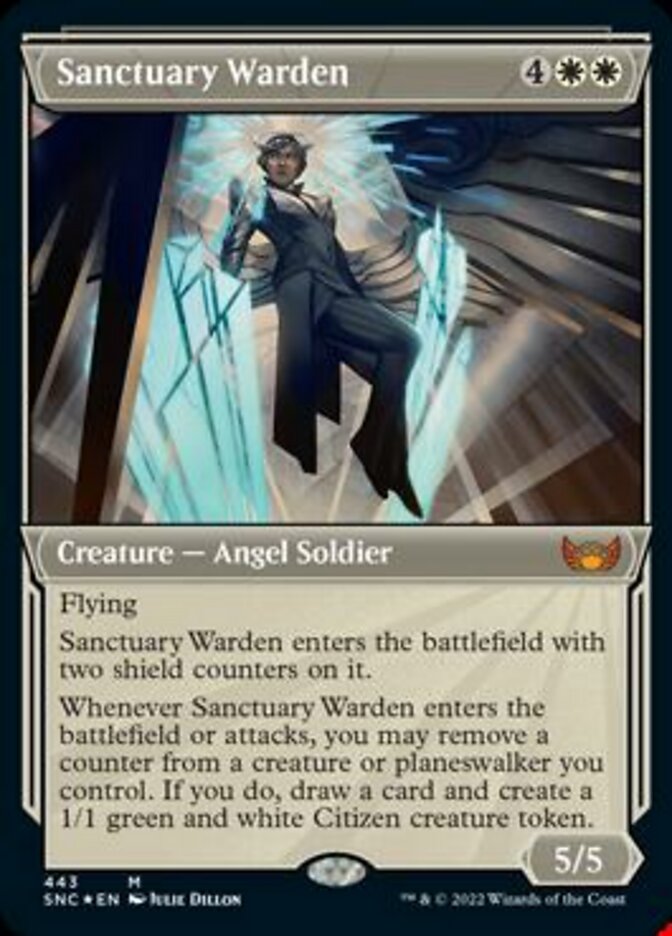 Sanctuary Warden (Showcase Art Deco Foil Etched) [Streets of New Capenna] | GnG Games