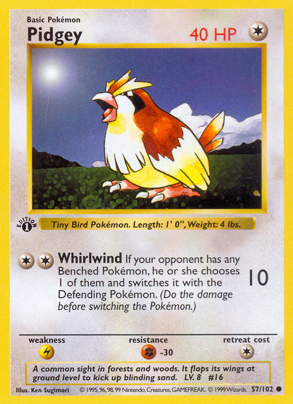 Pidgey (57/102) (Shadowless) [Base Set 1st Edition] | GnG Games