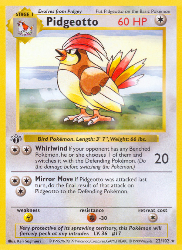 Pidgeotto (22/102) (Shadowless) [Base Set 1st Edition] | GnG Games