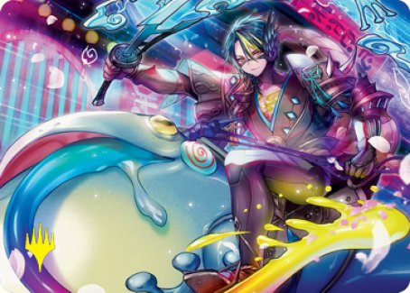 Tatsunari, Toad Rider Art Card (Gold-Stamped Signature) [Kamigawa: Neon Dynasty Art Series] | GnG Games