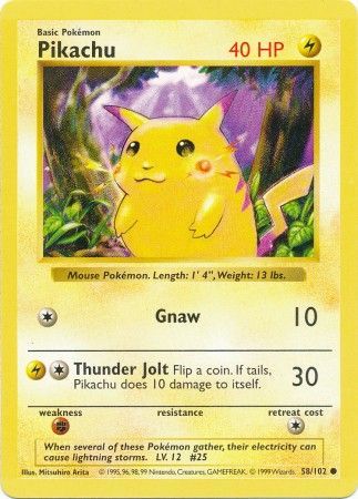 Pikachu (58/102) (Red Cheeks Misprint) [Base Set Shadowless Unlimited] | GnG Games