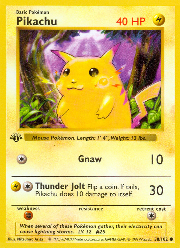 Pikachu (58/102) (Shadowless) [Base Set 1st Edition] | GnG Games