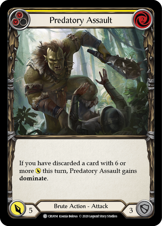 Predatory Assault (Yellow) [CRU014] 1st Edition Rainbow Foil | GnG Games