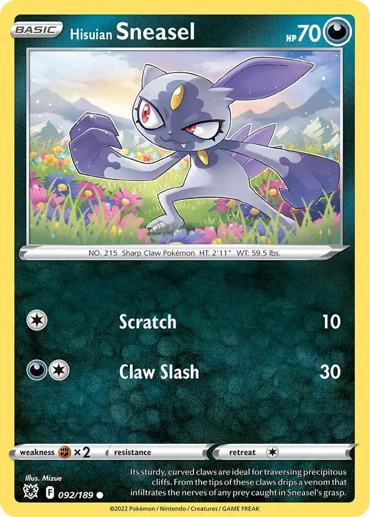 Hisuian Sneasel (092/189) (Theme Deck Exclusive) [Sword & Shield: Astral Radiance] | GnG Games