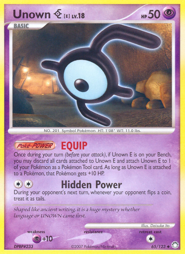 Unown E (65/123) [Diamond & Pearl: Mysterious Treasures] | GnG Games