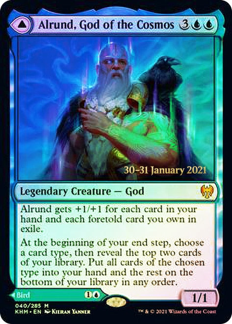 Alrund, God of the Cosmos // Hakka, Whispering Raven  [Kaldheim Prerelease Promos] | GnG Games