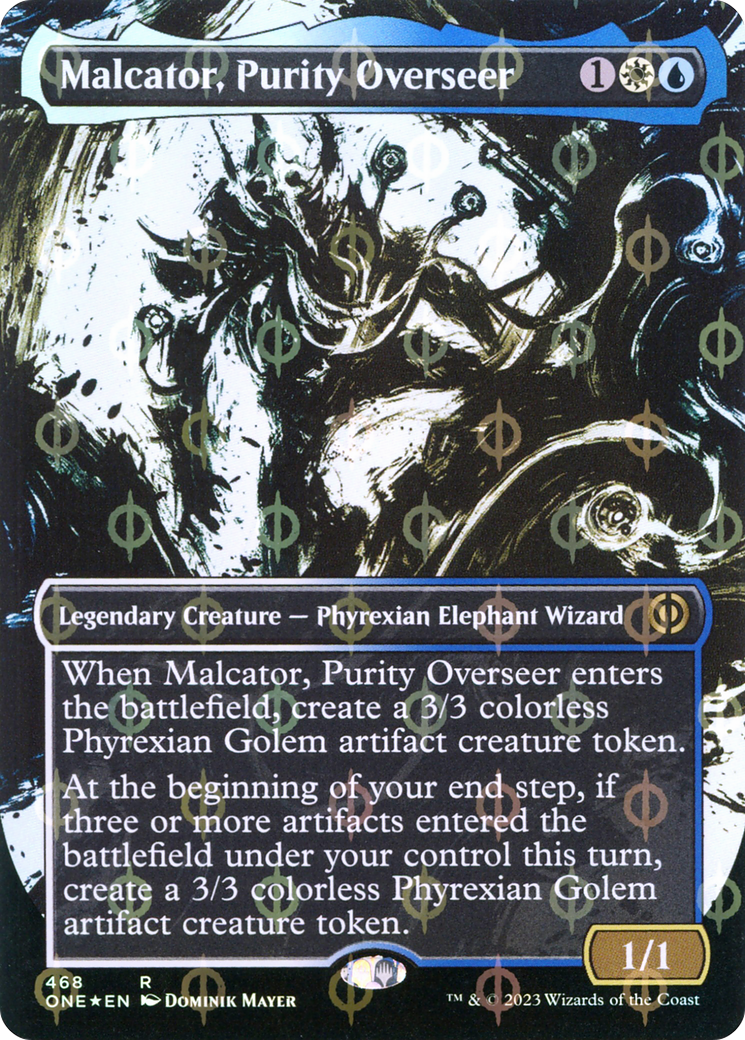 Malcator, Purity Overseer (Borderless Ichor Step-and-Compleat Foil) [Phyrexia: All Will Be One] | GnG Games