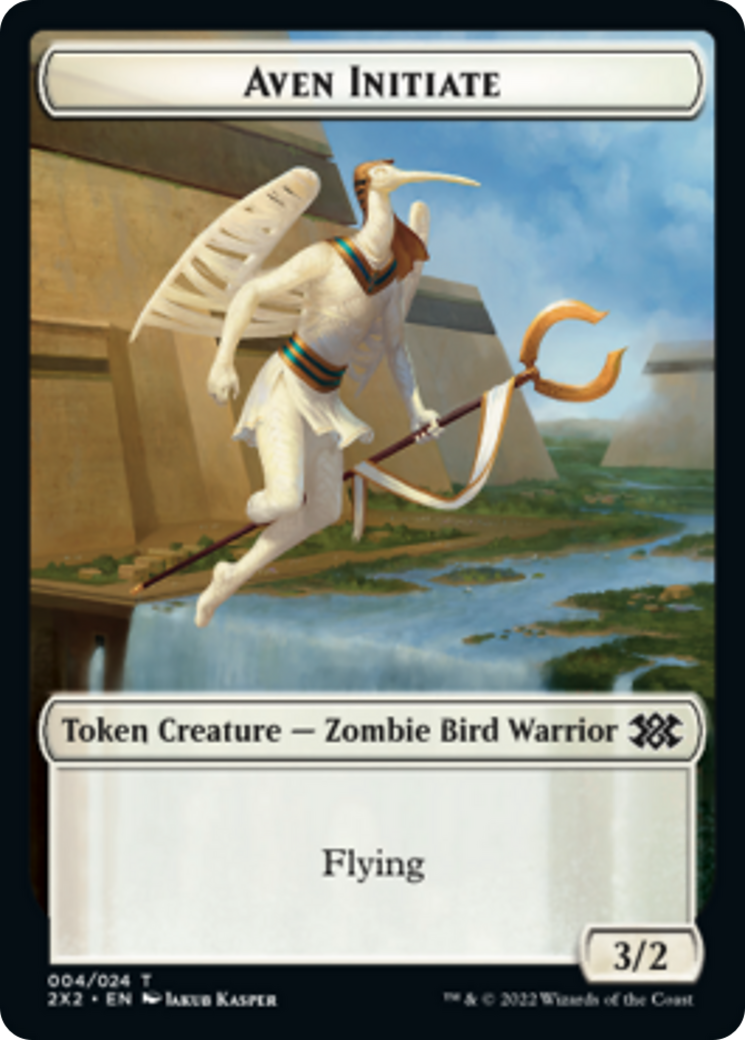 Worm // Aven Initiate Double-sided Token [Double Masters 2022 Tokens] | GnG Games