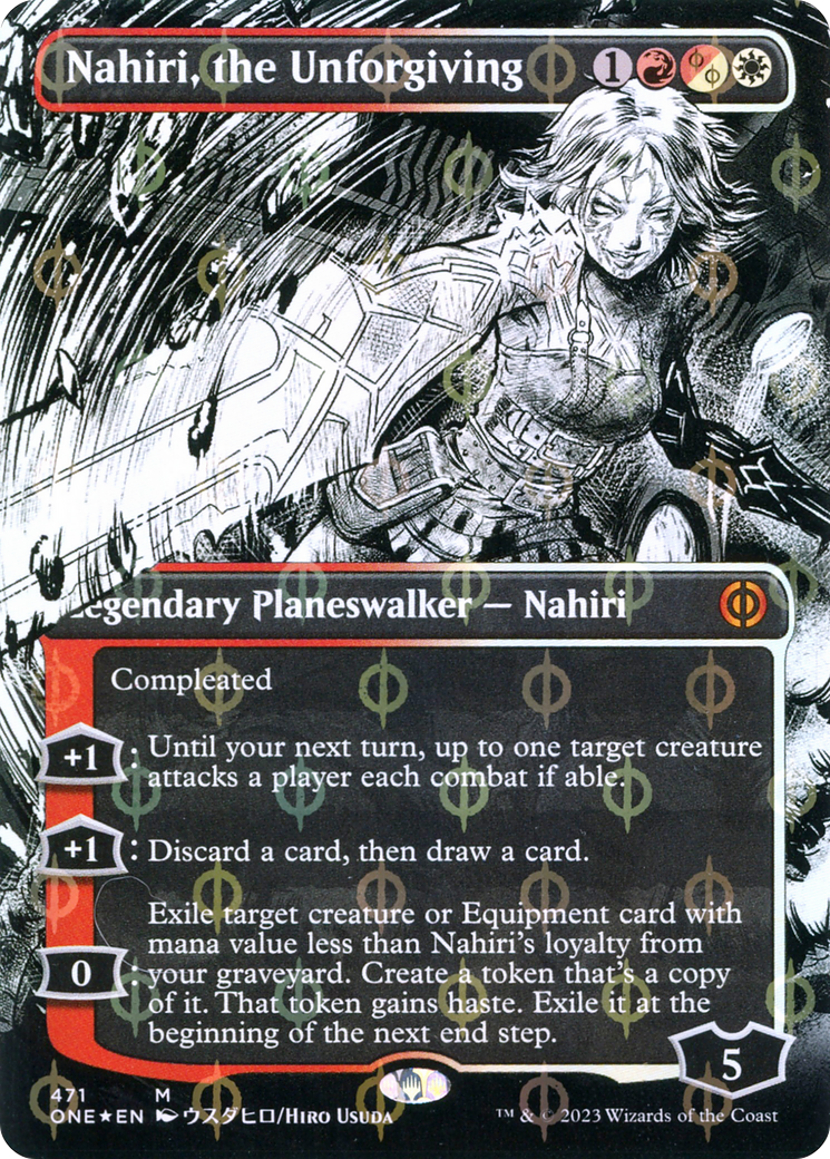 Nahiri, the Unforgiving (Borderless Manga Step-and-Compleat Foil) [Phyrexia: All Will Be One] | GnG Games