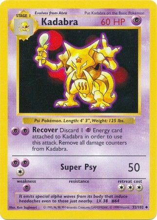 Kadabra (32/102) [Base Set Shadowless Unlimited] | GnG Games